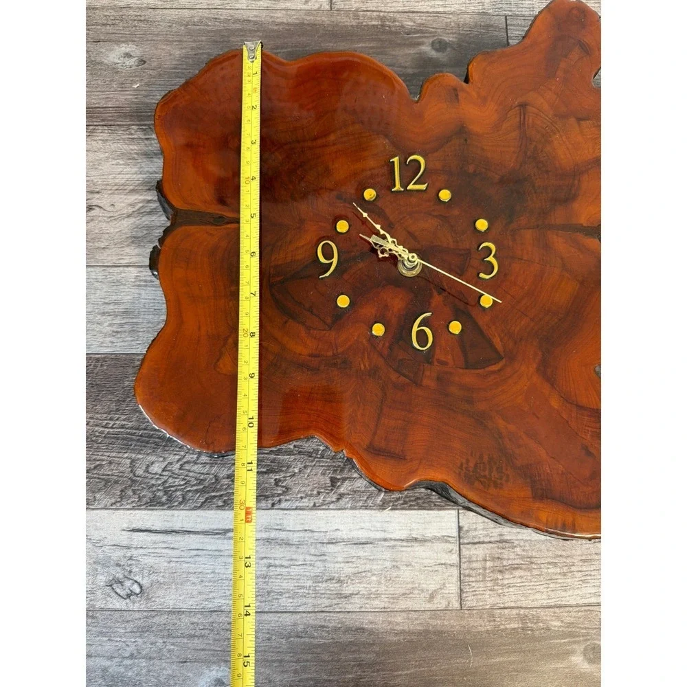 Vintage Live Edge Wood Clock Large Natural Slab Timber Wall Decor Project Repair